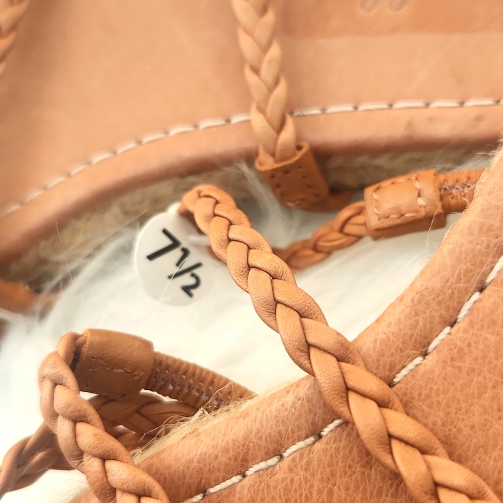 Madewell Women's Kathryn Espadrille Slide Sandal Braided Leather Tan Size 7.5 - Picture 2 of 8